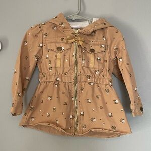 Little Lass Tan Floral Raincoat